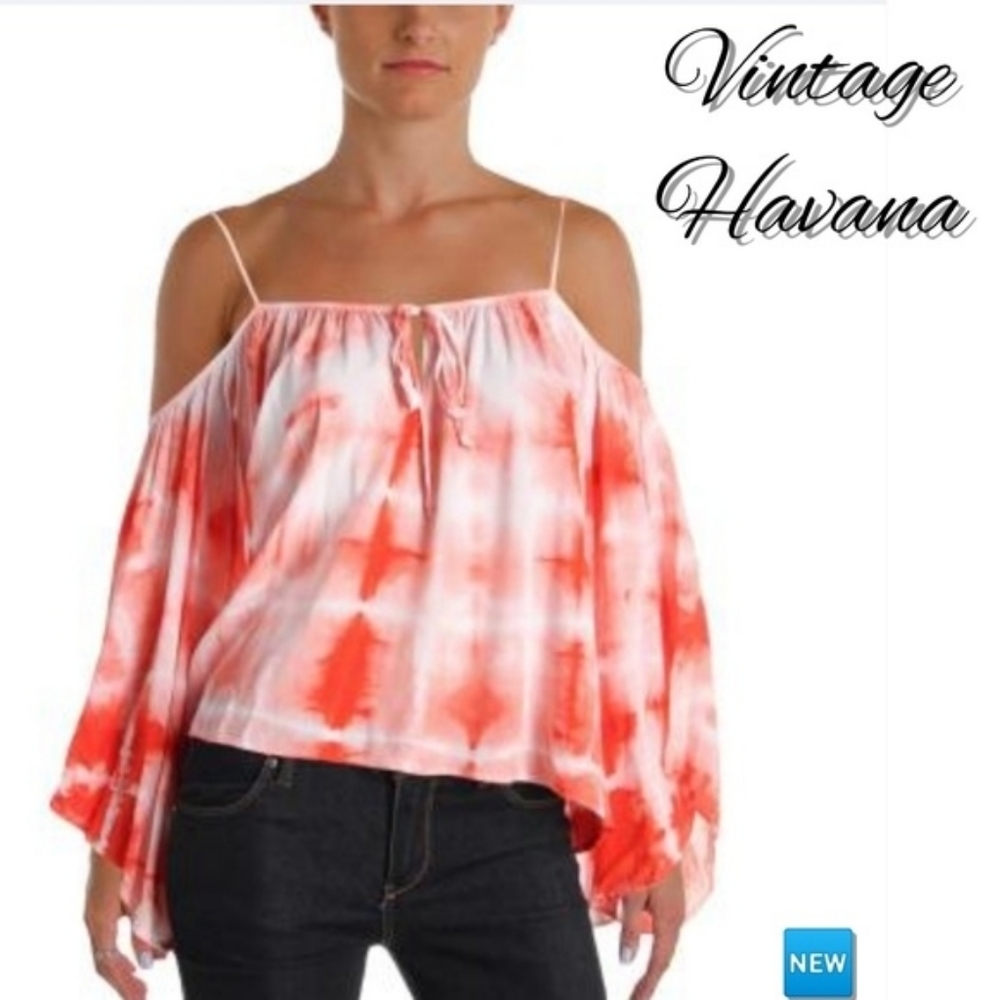 🆕 Tie Dye Cold Shoulder Loose Fit Top NWT